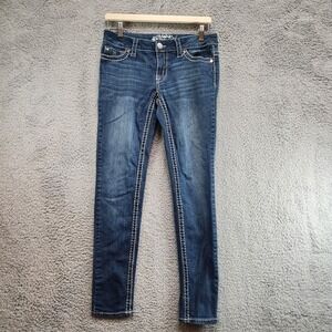 Paisley Sky Jeans Women's 4 Blue Denim Cotton Stretch Pocket Skinny Leg Zip Fly